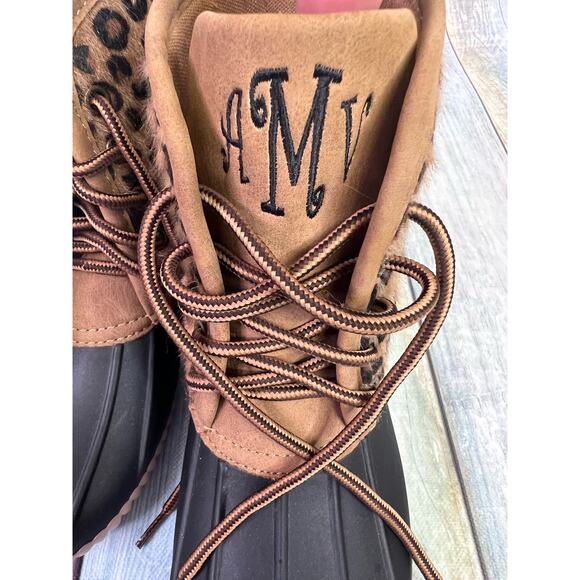MarleyLilly Animal Print Rain Boots Size 13 Lace Up Winter Snow Boots - Picture 11 of 11